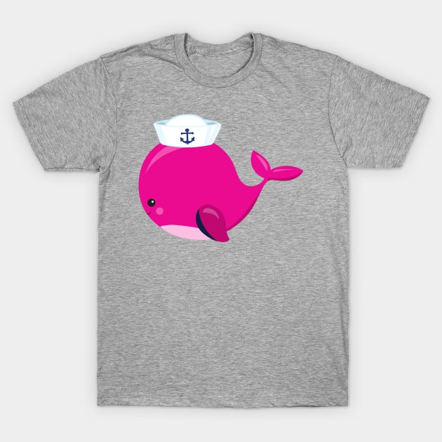 Sailor Whale, Little Whale, Cute Whale, Pink Whale T-Shirt by Jelena Dunčević